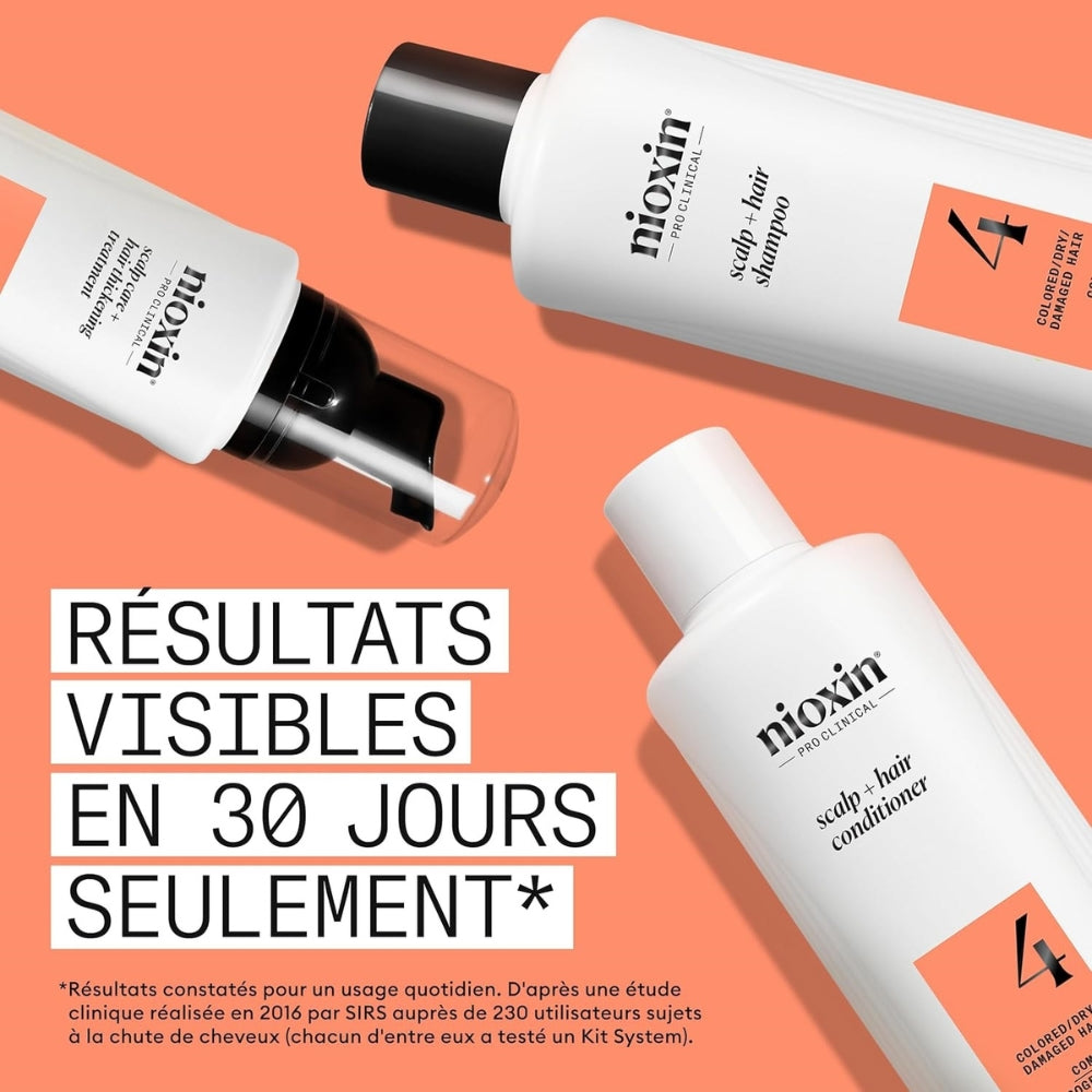 Trio shampoing, revitalisant et traitement sans rinçage cheveux + cuir chevelu Système 4 - Pour cheveux colorés avec chute avancée (2x 300ml/10.1oz, 100ml/3.38oz)