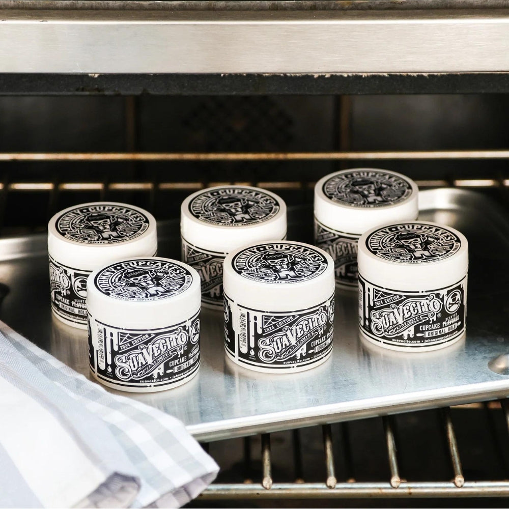 Suavecito X Johnny Cupcakes - Original Hold Pomade Vanilla Cupcake Scent Edition - Medium Hold and Shine (113ml/4.0oz)