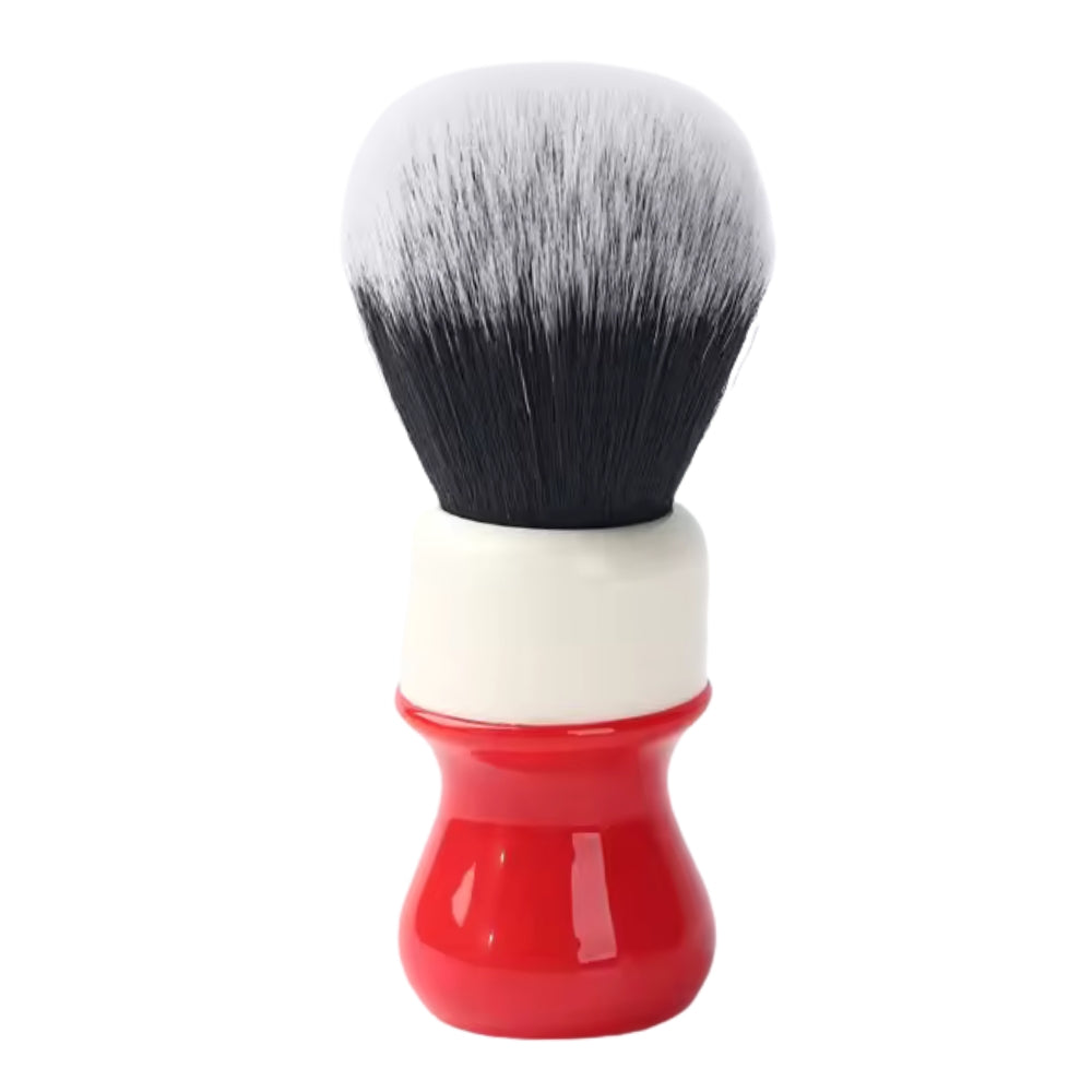 Yaqi Ferrari Red Complex White Tuxedo Shaving Brush - Large (26mm/1.02")