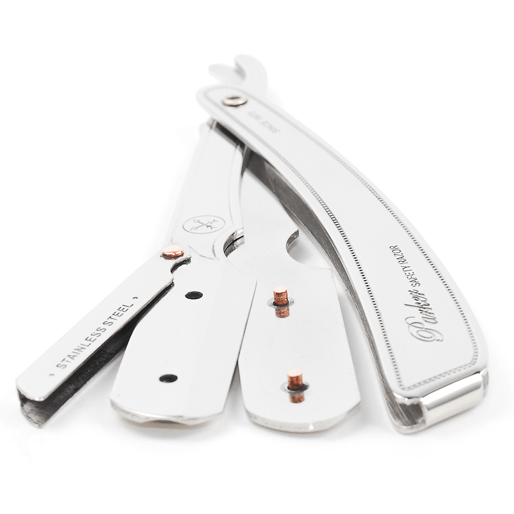 SRX Straight blade barber razor with clip system - Stainless Steel