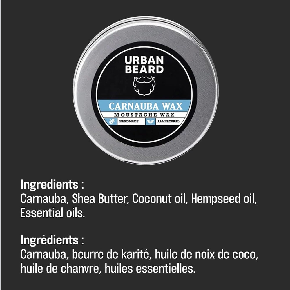Cire a moustache à base de cire de carnauba 100% biologique (30ml/1.0oz)
