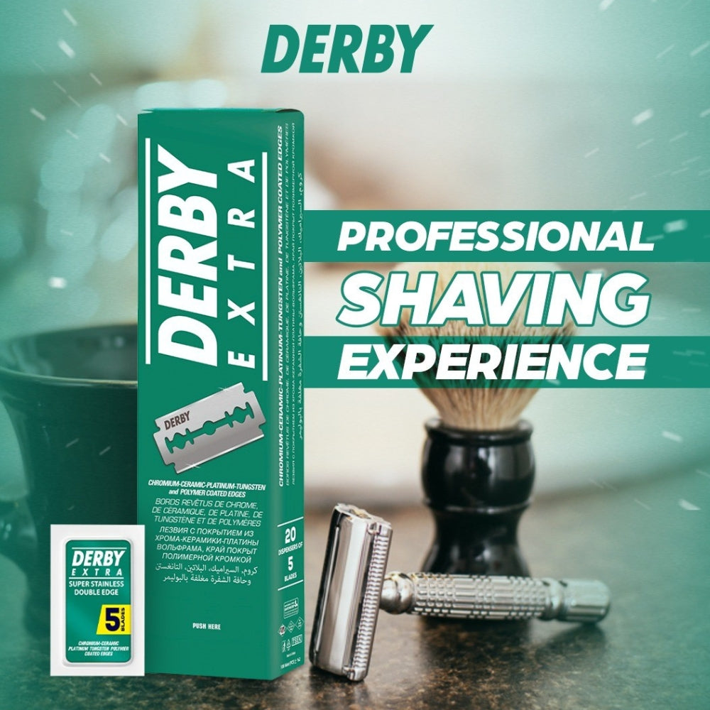 Derby - 100 Lames de rasoir à double tranchant en acier inoxydable Extra (20 x 5 Lames)