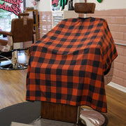 Lumber Barber Cape stretch lycra neck & popper fastenings (140cm/55" x 160cm/63") - Black & Red