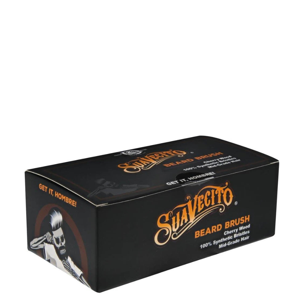 Brosse à barbe en poils synthétique "Beard Brush" résistance moyenne - Bois de cerisier