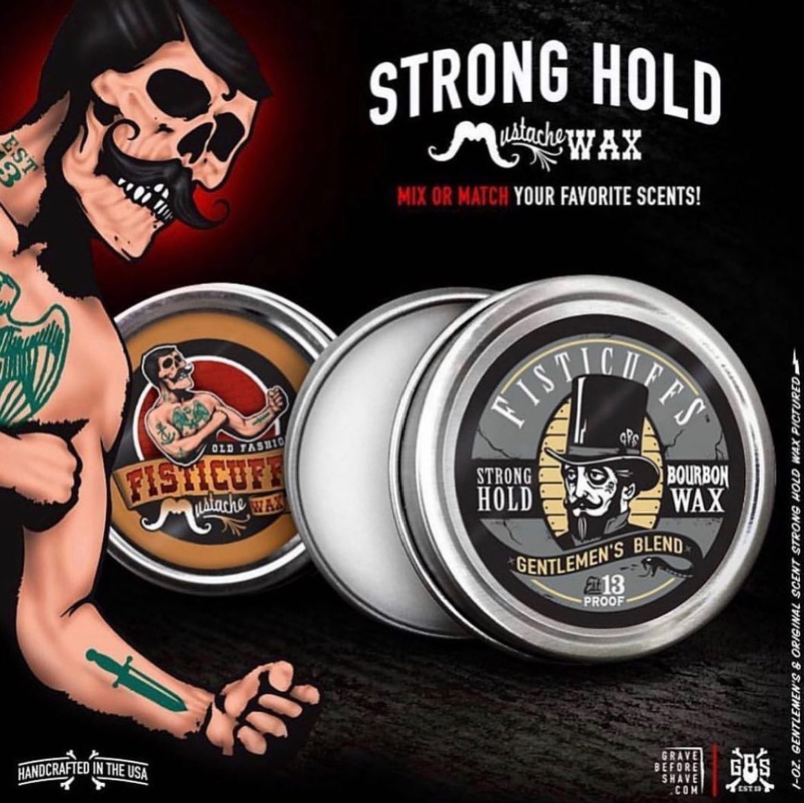 Gentlemen's Blend Bourbon Strong Hold Moustache Wax (30ml/1.0oz)