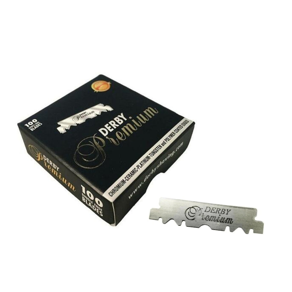 Demi-lame "Derby Premium Single Edge Blades" pour rasoir de barbier (100 lames)