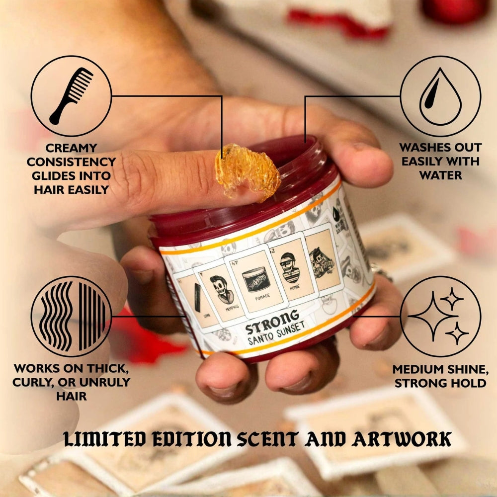 Pommade "Firm Strong Hold" Édition Santo Sunset - Tenue extra forte brillance moyenne (113g/4.0oz)
