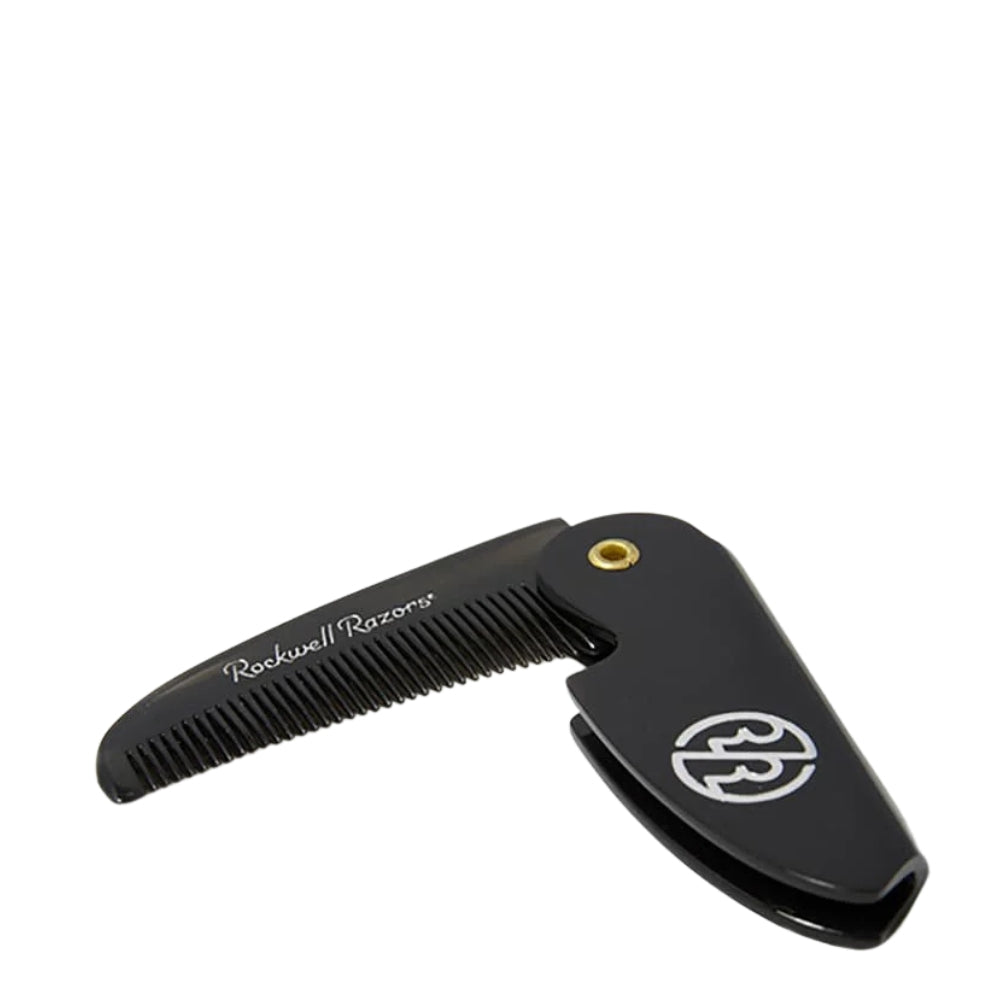 Rockwell Razors - Peigne de poche pliant pour barbe et moustache (117mm/4.6") - Noir