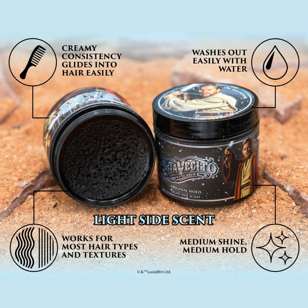 Suavecito X Star Wars - Pommade "Original Hold" Édition Obi-Wan Light Side - Tenue et brillance moyenne (118.3ml/4.0oz)