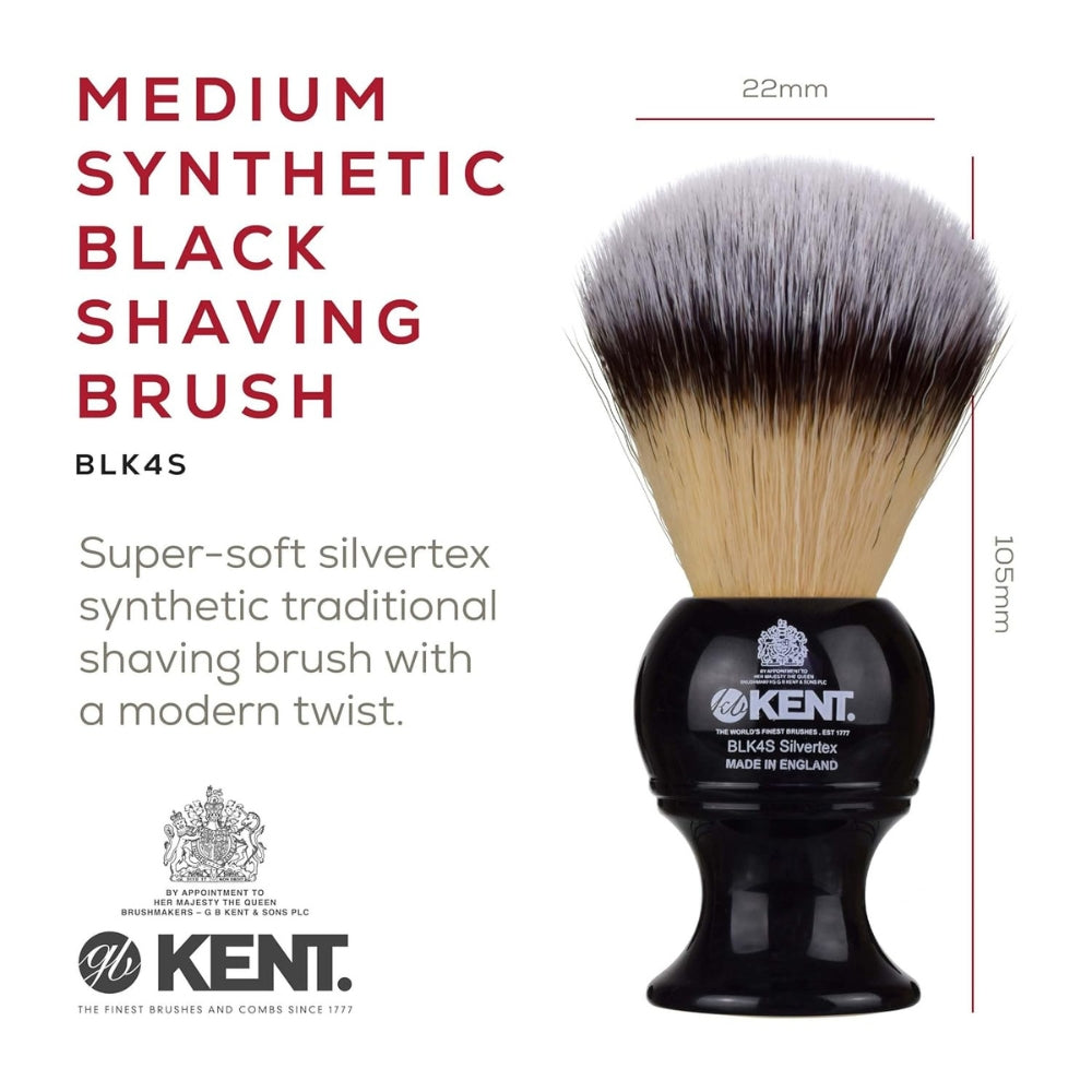 Synthetic Black Shaving Brush - Medium (22mm/0.87") - BLK4S