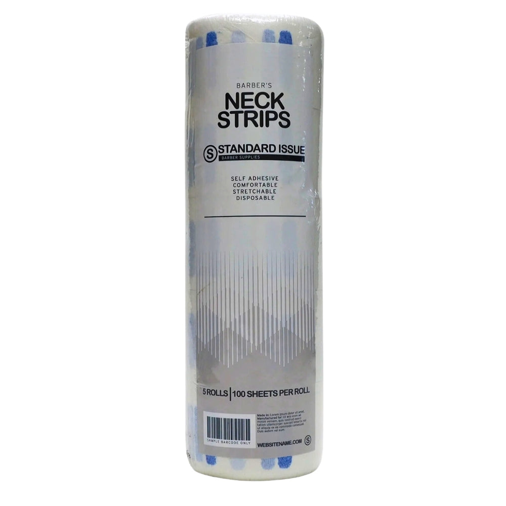 Bandes pour le coup "Barber's Neck Strips" prédécoupées, flexible, auto-adhésives et jetables (5 rouleaux x 100 feuilles) - Blanche