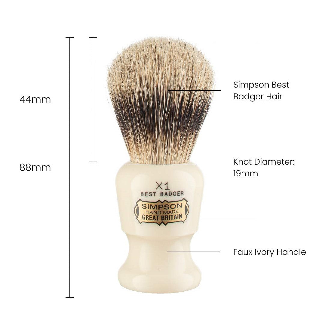 Blaireau - Commodore X1 ''Best Badger'' Ivoire - Petit (19mm/0,74'')