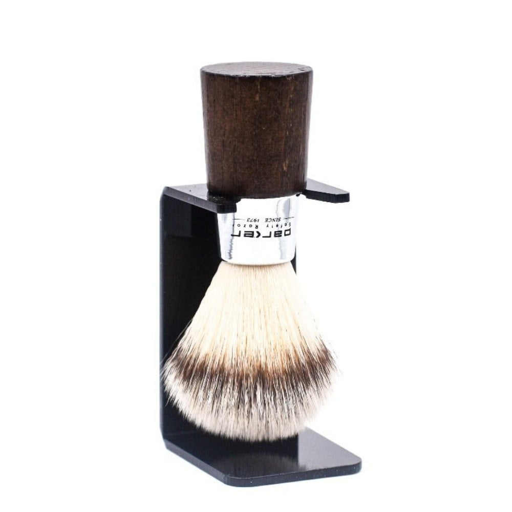 Blaireau avec poils synthétiques premium et manche en bois de hêtre finition noyer et chrome - Medium (20mm/0.79") - WNSY