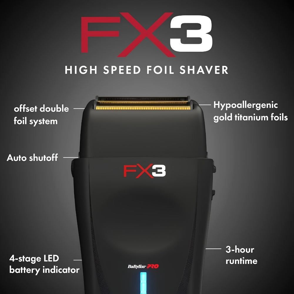 BaByliss PRO - Rasoir sans fil à double lames haute vitesse "FXX3SB" avec moteur Ferrari de 3e génération - Noir