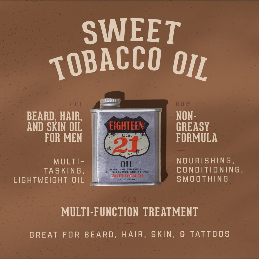 18.21 Man Made - Huile pour la barbe, cheveux et peau "Sweet Tobacco" (60ml/2.0oz)