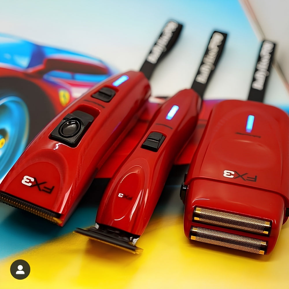 Rasoir sans fil à double lames haute vitesse "FXX3S" avec moteur Ferrari de 3e génération - Rouge