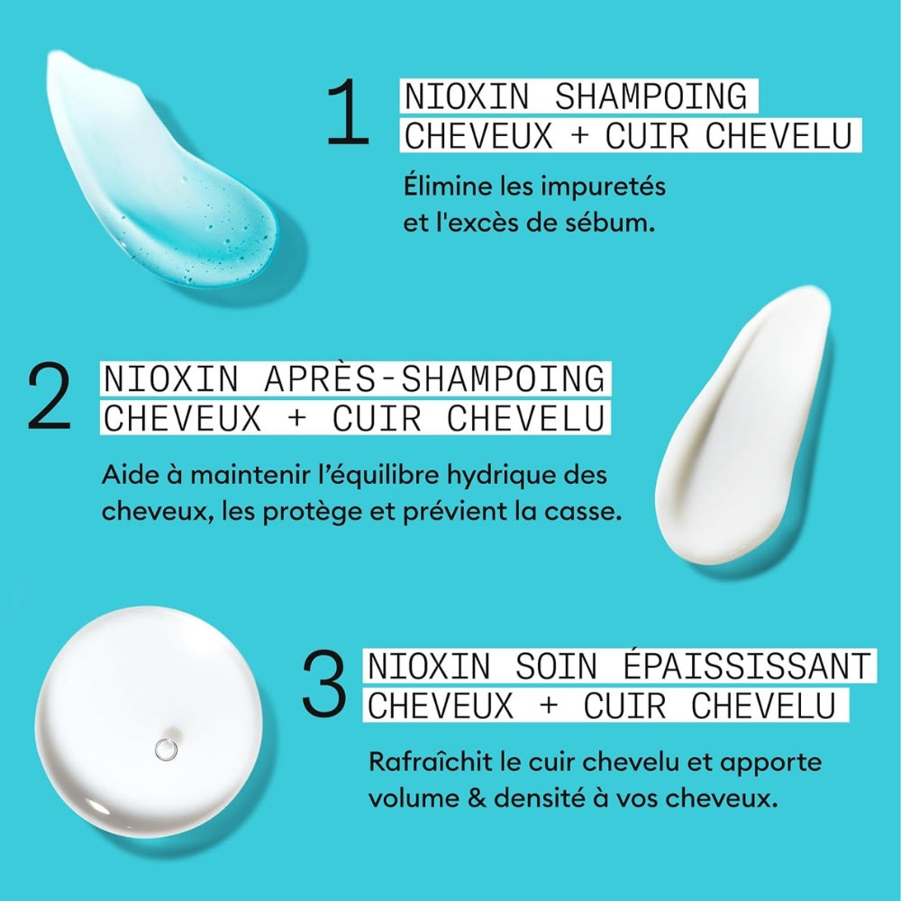 Trio shampoing, revitalisant et traitement pour cheveux et cuir chevelu Système 3 - Pour cheveux colorés avec chute modérée (2x 300ml/10.1oz, 1x 100ml/3.38oz)