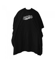 Cape de barbier "OG Script" extra longue avec crochet et cou élastique (140cm/55" x 160cm/63") - Noir