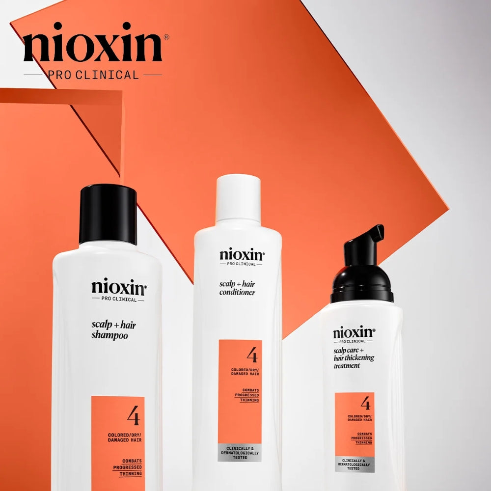 Trio shampoing, revitalisant et traitement sans rinçage cheveux + cuir chevelu Système 4 - Pour cheveux colorés avec chute avancée (2x 300ml/10.1oz, 100ml/3.38oz)