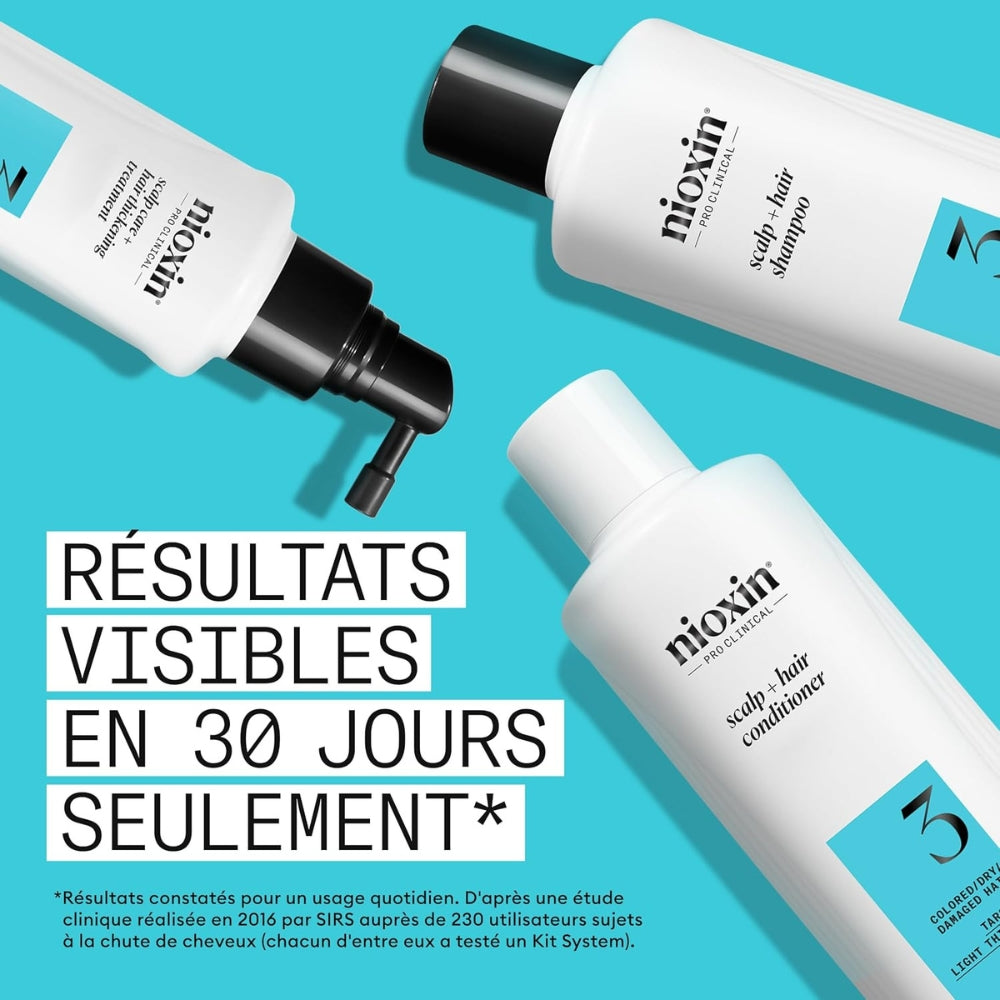 Trio shampoing, revitalisant et traitement pour cheveux et cuir chevelu Système 3 - Pour cheveux colorés avec chute modérée (2x 300ml/10.1oz, 1x 100ml/3.38oz)