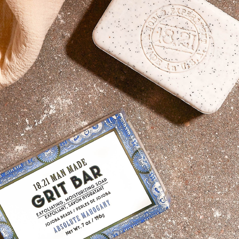 18.21 Man Made - Savon en bar "Absolute Mahogany Grit Bar Perles de Jojoba" savon exfoliant et hydratant (198g/7.0oz)