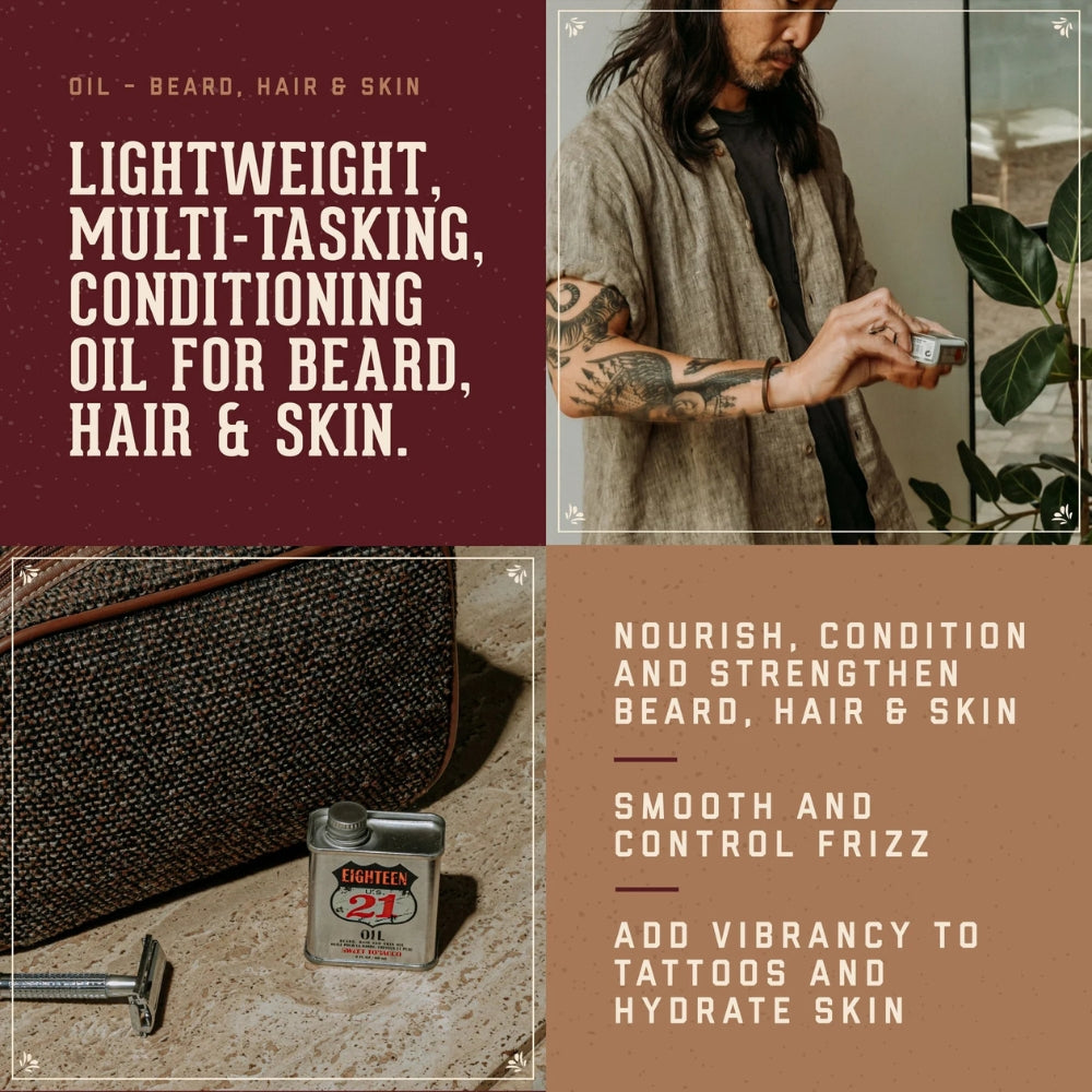 18.21 Man Made - Huile pour la barbe, cheveux et peau "Sweet Tobacco" (60ml/2.0oz)