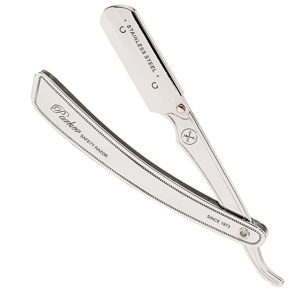 SRX Straight blade barber razor with clip system - Stainless Steel