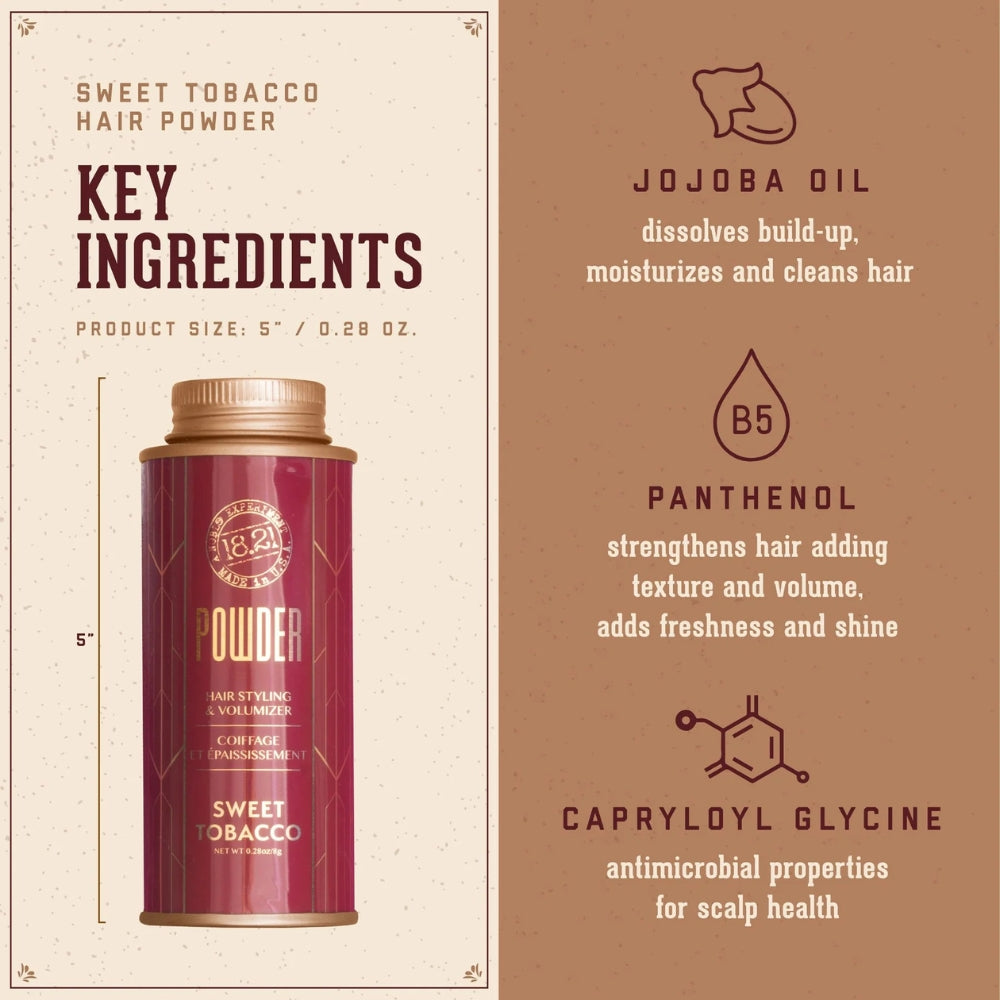 18.21 Man Made - Poudre coiffante et épaississante "Sweet Tobacco Powder" (8g/0.28oz)