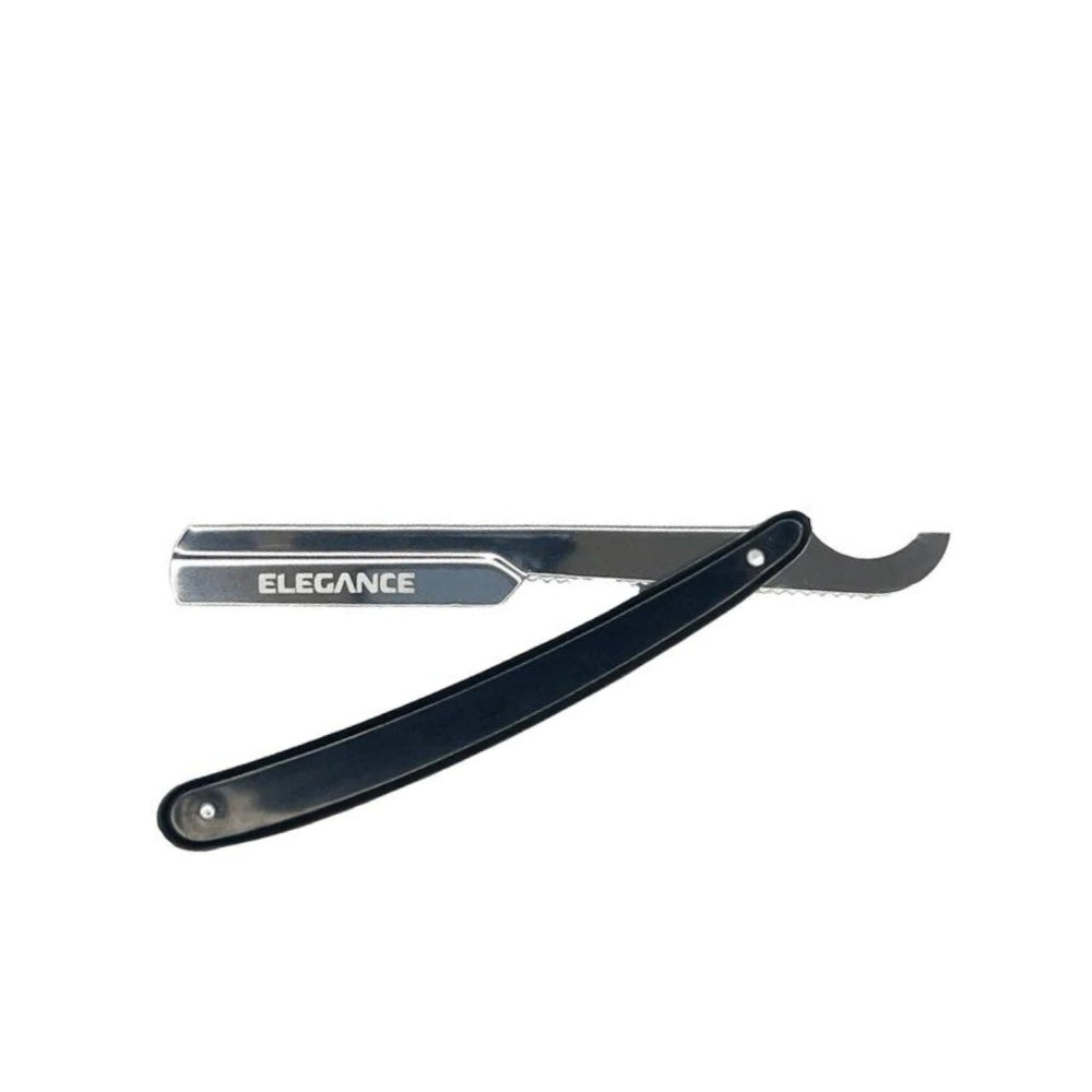 Elegance By Sadapack - Rasoir de barbier à glissière Turque "Shavette" - Noir et Argent