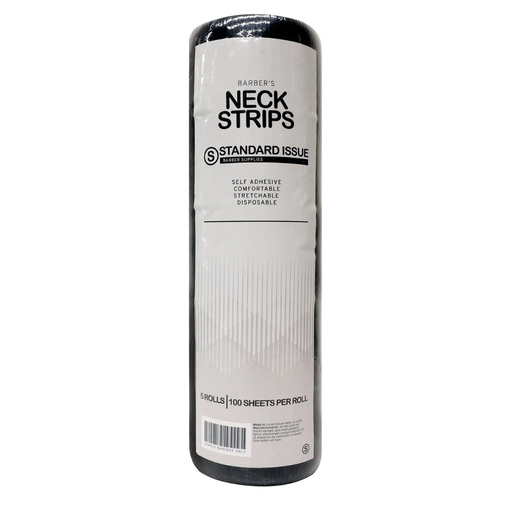 Bandes pour le coup "Barber's Neck Strips" prédécoupées, flexible, auto-adhésives et jetables (5 rouleaux x 100 feuilles) - Noir