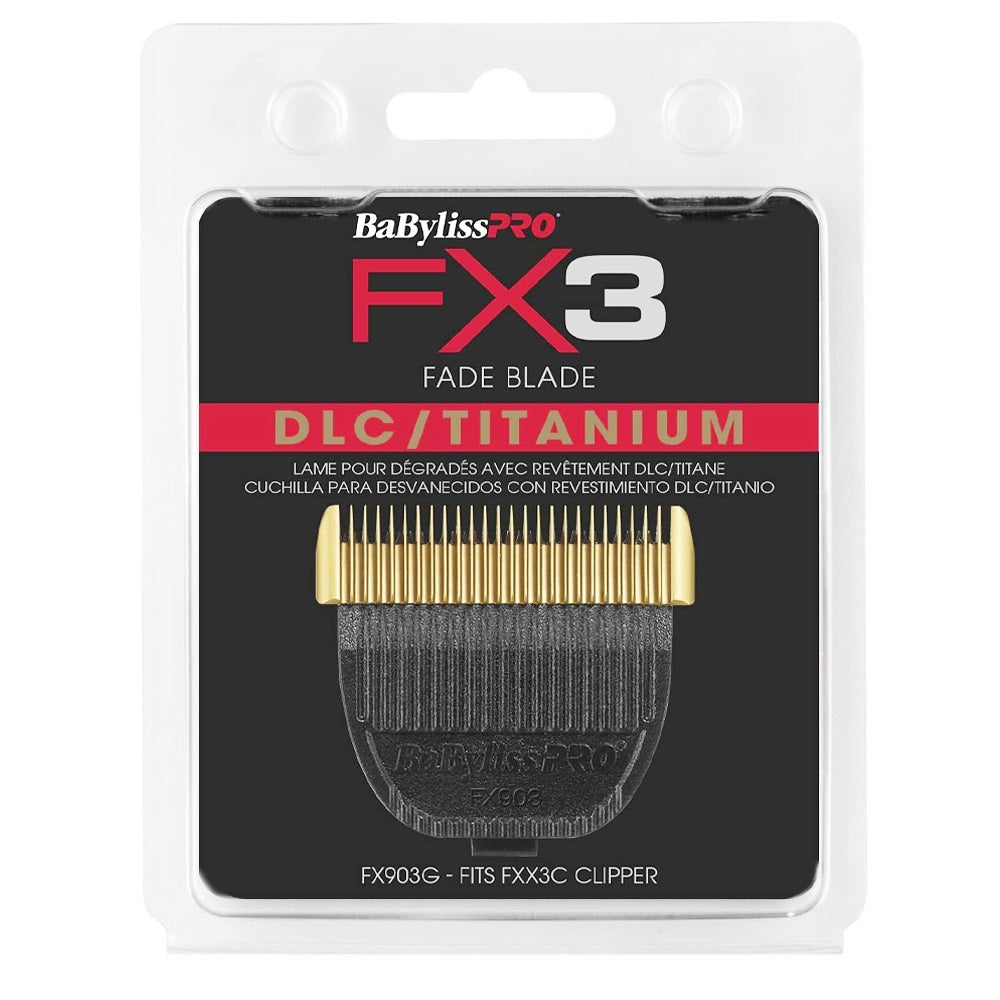 Replacement Blade for FX3 Clipper, FX903G DLC/Titanium ultra-thin fade blade - Gold