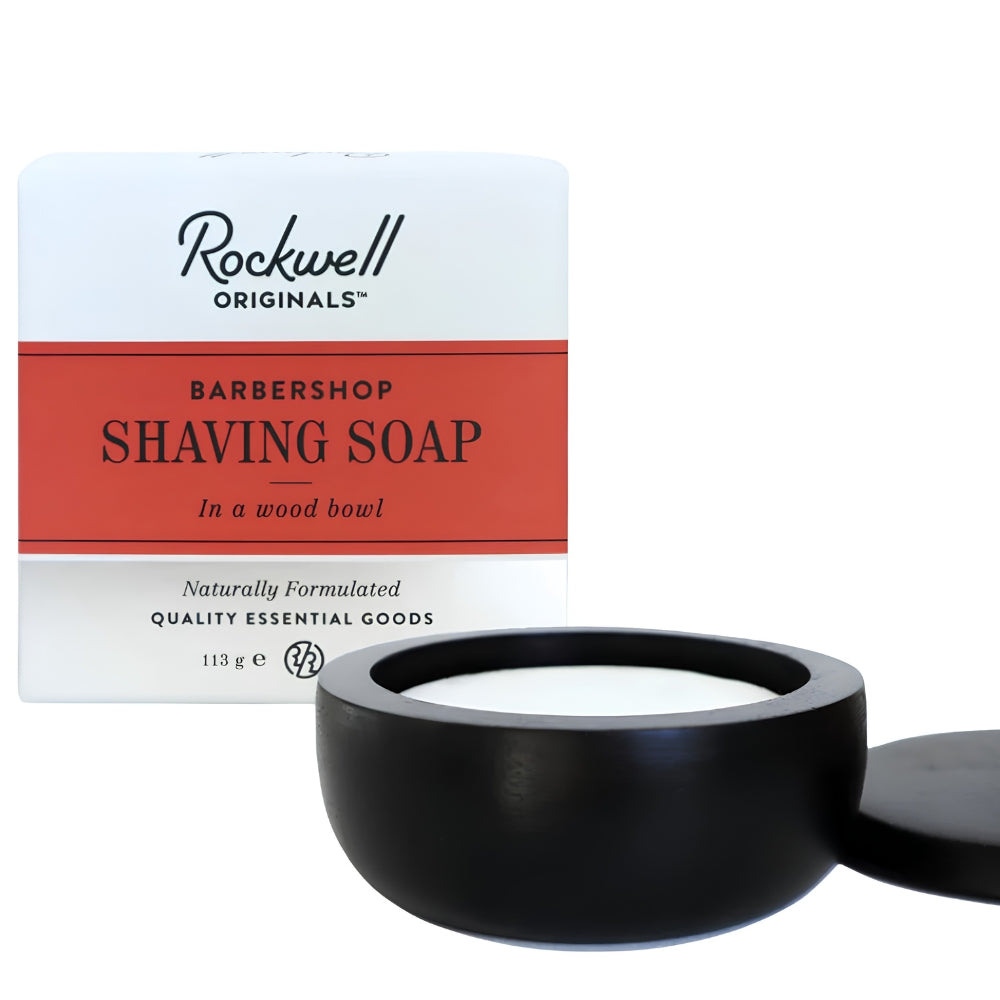 Savon à raser dans un bol en bois noir - Barbershop Scent (113g/4.0oz)